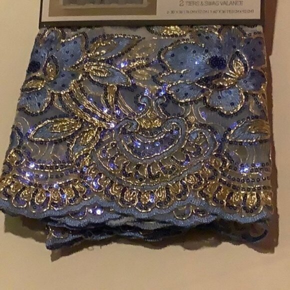 3PC Phoebe Embroidery Kitchen Curtain Set - Picture 1 of 5